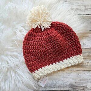 Infant Hat, Pom Pom Rustic Santa